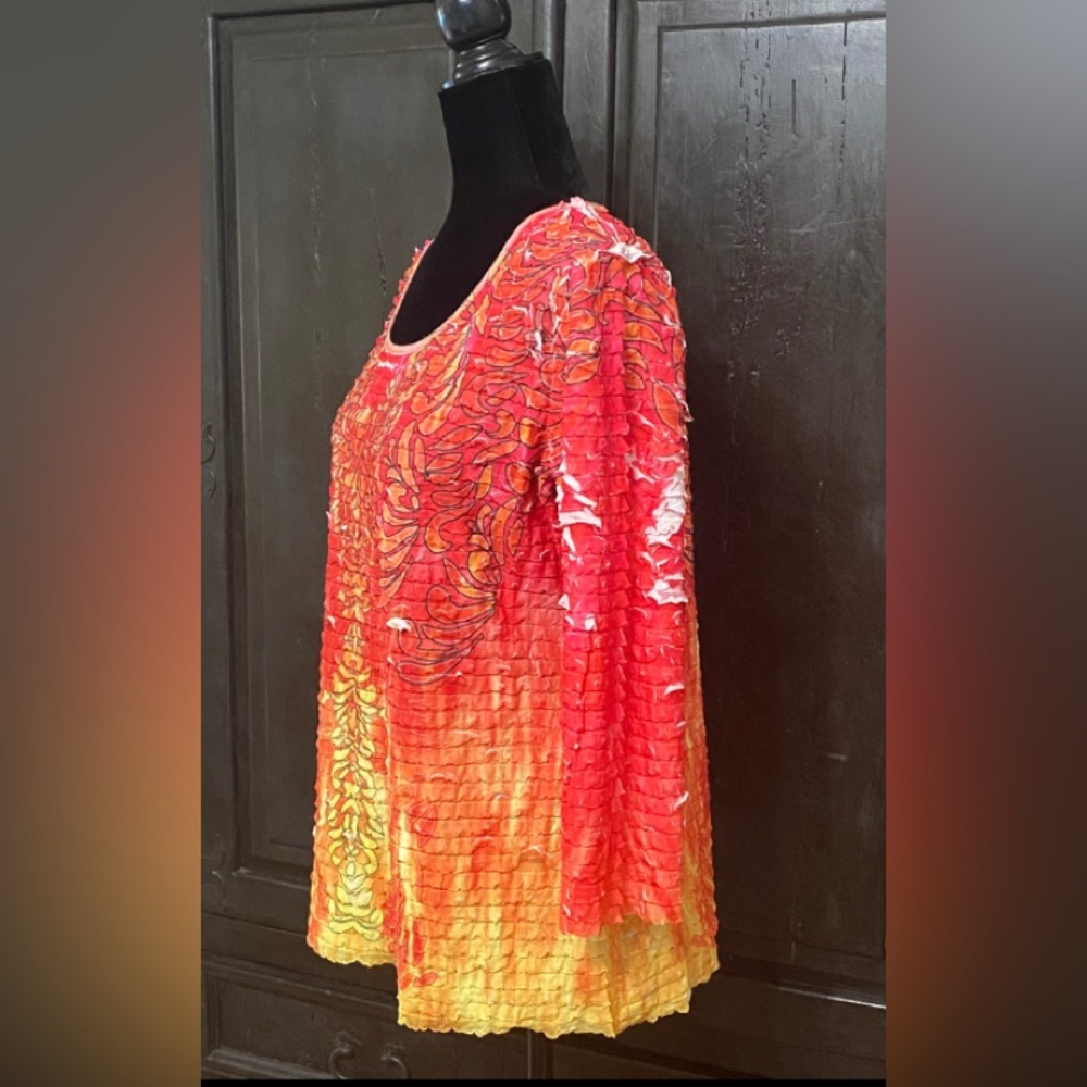 Notations Red, Orange & Yellow Floral design longsleeves blouse - Size Medium - Picture 2 of 9